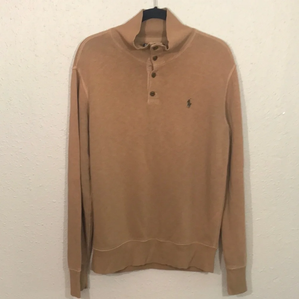 Polo Ralph Lauren Camel Quarter Button Sweatshirt size M